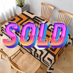 Geometric Black and Orange Tablecloth